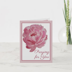 Cartão Rezando por Você Peônia Rosa Oração & Encorajame