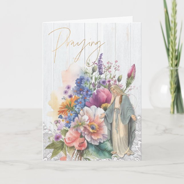 Cartão Rezando Religiosamente por Sua Virgem Maria (Frente)