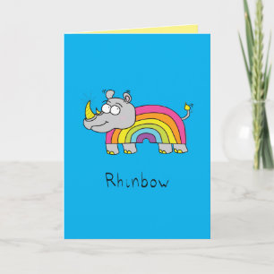 Cartão Rhinbow - Rhino Rainbow Rhinoceros Greeting Card