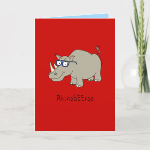 Cartão RhinoSEEros - Rhino with Glasses Greeting Card