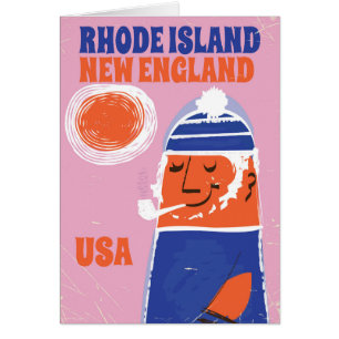 Cartão Rhode Island, poster vintage de pescadores da Nova