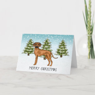 Cartão Rhodesian Ridgeback Com Texto Floresta De Inverno 