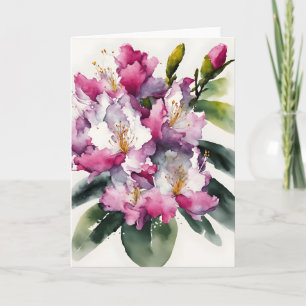 Cartão Rhododendron - Flores em aquarela