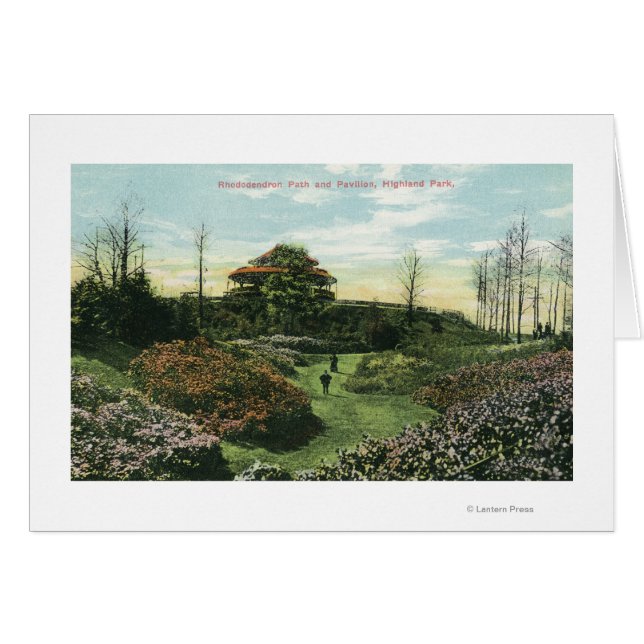 Cartão Rhododendron Path e Pavilion do Highland Park (Frente Horizontal)