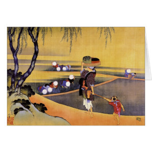 Cartão Rice Fields Hokusai Japonês Belas Artes