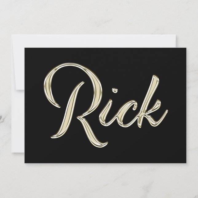 Cartão Rick Name white gold Handwriting Karte (Frente)