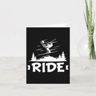 Cartão Ride Snowboard Esquiando a neve Vintage Design