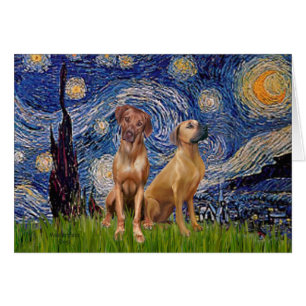 Cartão Ridgeback Pair - Noite Estrelada