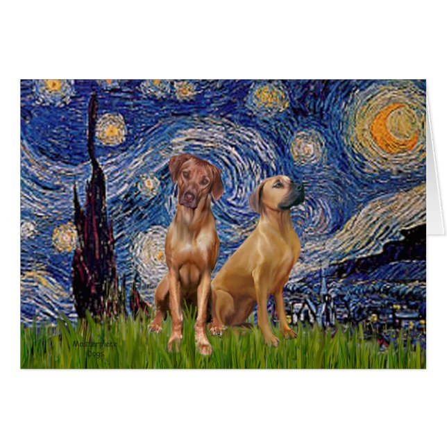 Cartão Ridgeback Pair - Noite Estrelada (Frente Horizontal)