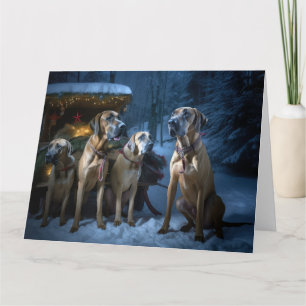 Cartão Ridgeback Ridgeback Snowy Sleigh Decência de Natal