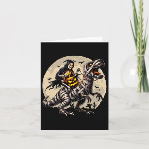 Cartão Riding Mummy Dinosaur T Rex Pumpkin Engraçado Hall