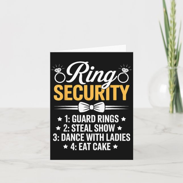 Cartão Ring Security Wedding Party Funny Ring Bearer  (Frente)
