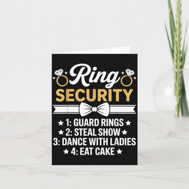 Cartão Ring Security Wedding Party Funny Ring Bearer (Frente)