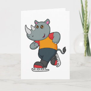 Cartão Rino na patinação de gelo com skates de gelo