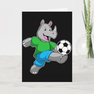 Cartão Rinoceronte como jogador de futebol com camiseta d