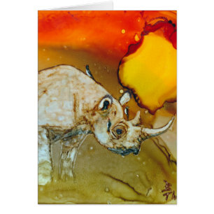 Cartão Rinoceronte no por do sol