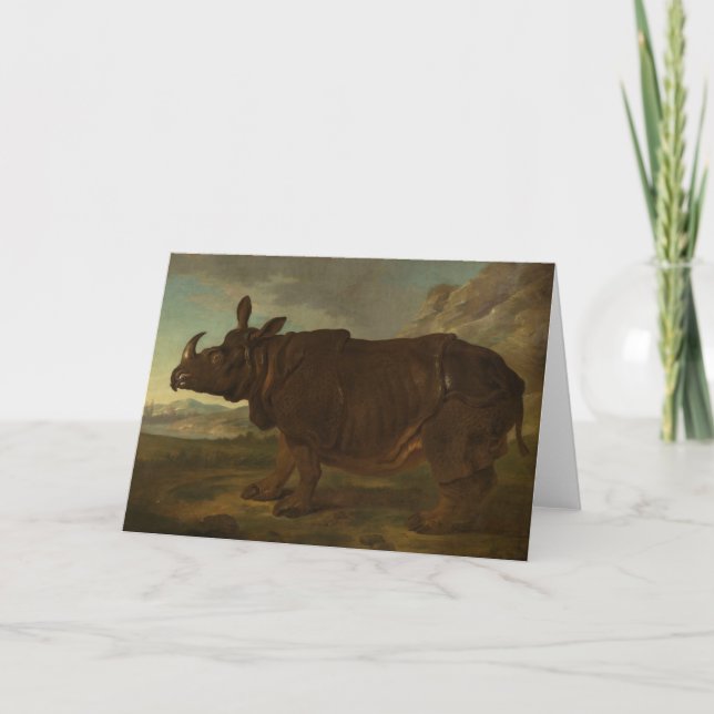 Cartão Rinocerontes (Rhino) (Wild Animal) (por J.B. Oudry (Frente)