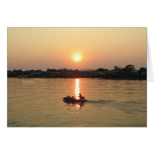 Cartão Rio Chao Phraya Sunset ... Ayutthaya, Tailândia