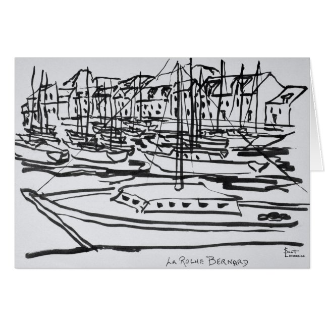 Cartão Rio La Vilaine| La Roche-Bernard, Bretanha (Frente Horizontal)