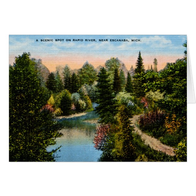 Cartão Rio rápido Escanaba, Michigan (Frente Horizontal)