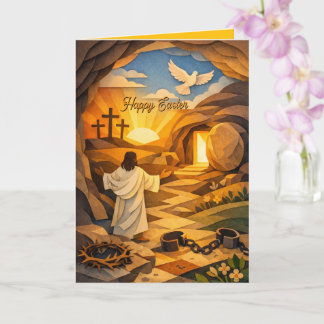 Cartão Risen Jesus Empty Tomb 3D Papercut Easter Card