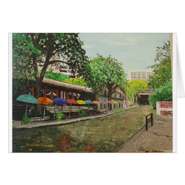 Cartão River Walk San Antonio, TX Painting (Frente Horizontal)