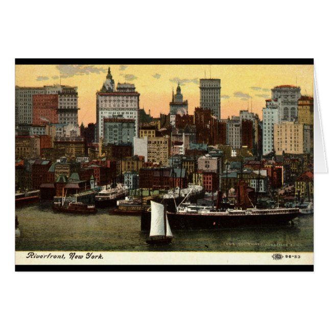 Cartão Riverfront Nova Iorque Vintage c1905 (Frente Horizontal)
