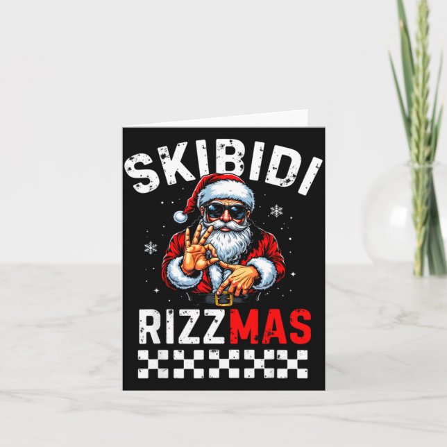 Cartão Rizz Christmas Santa 6 7 Funny Xmas Skibidi Rizzma (Frente)