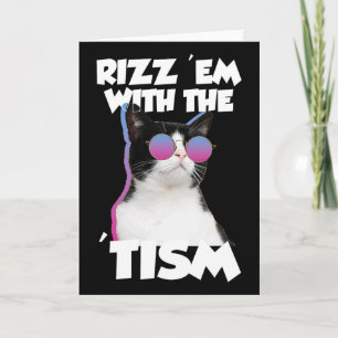 Cartão Rizz em Com O Gato Tism Meme Rizzler Engraçado Aut