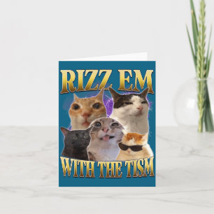 Cartão Rizz Em Com O Tism Vintage Retro 90s Gato Engraçad