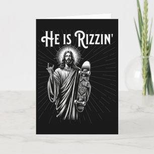 Cartão Rizzen Rocker Ele Está Rizzin Jesus Engraçado Anda