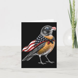 Cartão Robin Americano Pássaro 4 De Julho Bandeira Dos EU