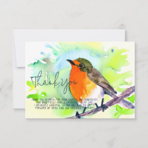 Cartão Robin aquarela personalizável