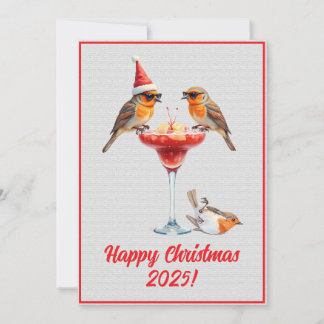 Cartão Robin de Natal Digital Personalizado Coquetel Nata