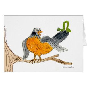 Cartão Robin e Vermes Verdes