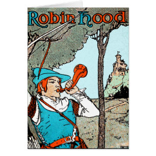 Cartão Robin Hood Antique Illustração Homens Felizes