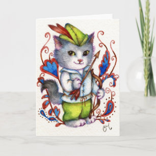 Cartão Robin Hood - Cute Cat Greeting Card