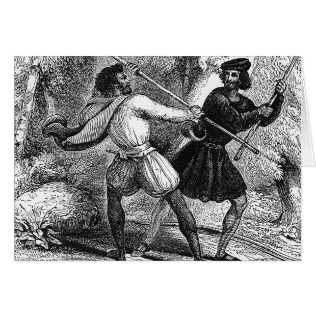 Cartão Robin Hood e o curtidor com Quarto-funcionarios (Frente Horizontal)