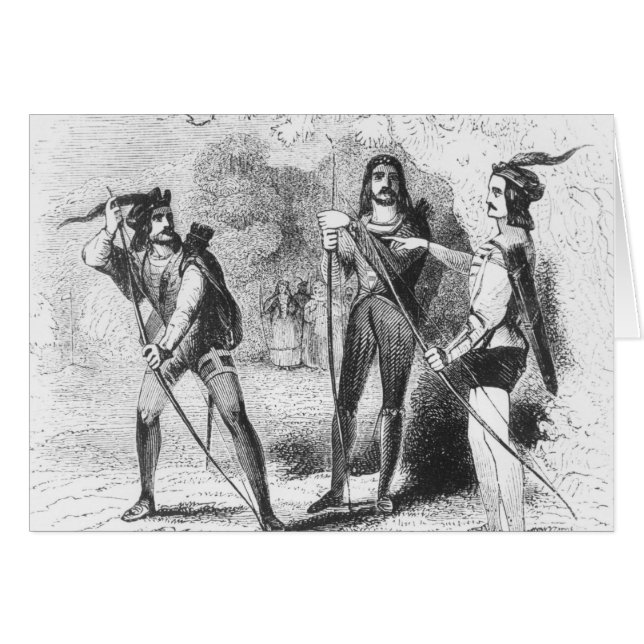 Cartão Robin Hood, escarlate e John (Frente Horizontal)