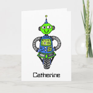 Cartão Robô Arnie, azul e verde