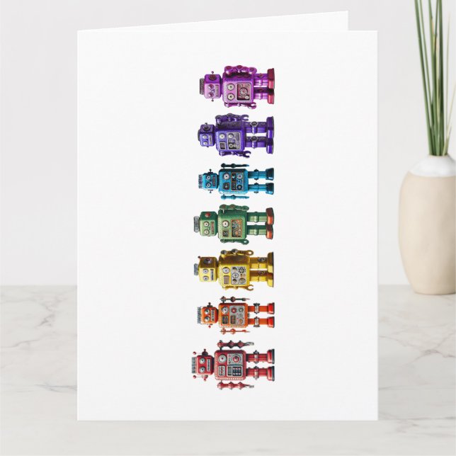 Cartão Robôs arco-íris (Frente)
