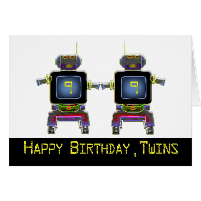 Cartão robôs gêmeos em cores neoplásicas (Frente Horizontal)