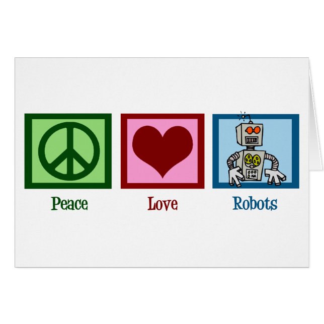 Cartão Robots Peace Love (Frente Horizontal)
