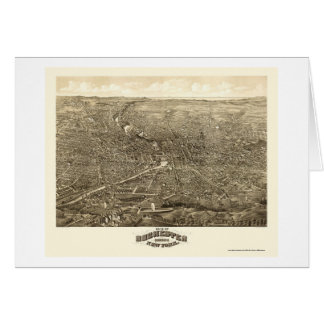 Cartão Rochester, mapa panorâmico de NY - 1880