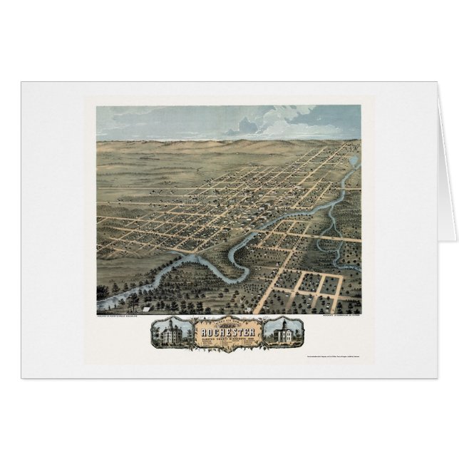 Cartão Rochester, mapa panorâmico do manganês - 1869 (Frente Horizontal)