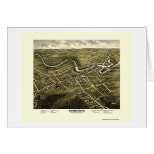 Cartão Rochester, mapa panorâmico do NH - 1877