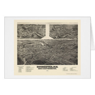 Cartão Rochester, mapa panorâmico do NH - 1884