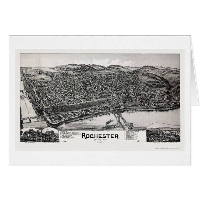 Cartão Rochester, mapa panorâmico do PA - 1900 (Frente Horizontal)