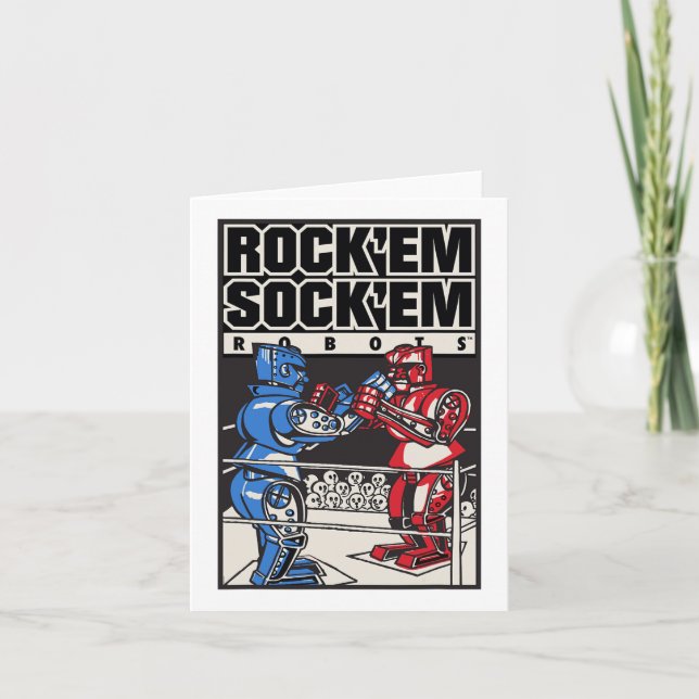 Cartão Rock em Sock em Robots Boxing Ring (Frente)