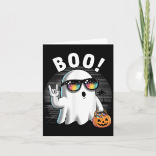 Cartão Rock Ghost Retro Halloween Pumpkin Funny Boo